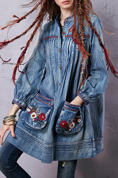 denim-round-neck-long-sleeve-a-line-dress2 Makeup Melting Cleanser
