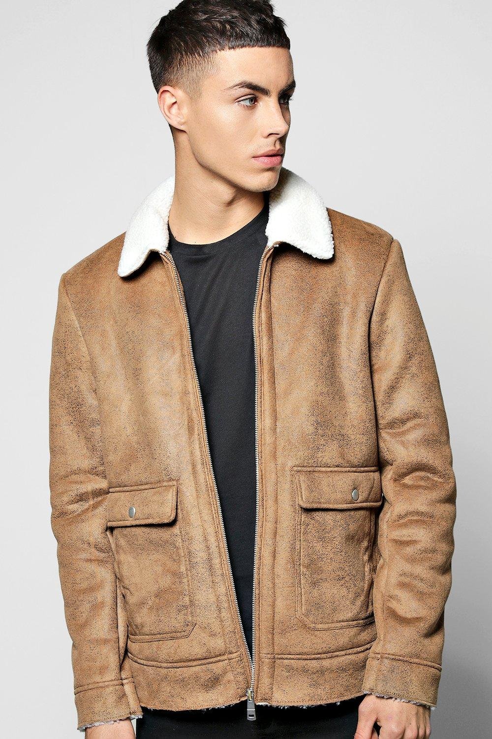sherpa-collar-faux-suede-jacket1 Sherpa Collar Faux Suede Jacket2